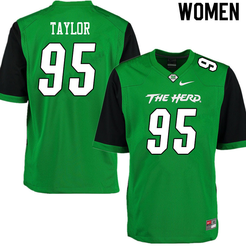 Women #95 Kyron Taylor Marshall Thundering Herd College Football Jerseys Sale-Gren - Click Image to Close